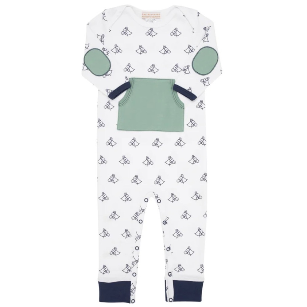 Rowdy Rugby Romper
Pony Portrait With Gallatin Green And Nantucket Navy
